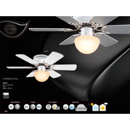 GLOBO 3070 - Stropný ventilátor FORMENTERA 1xE27/60W/230V