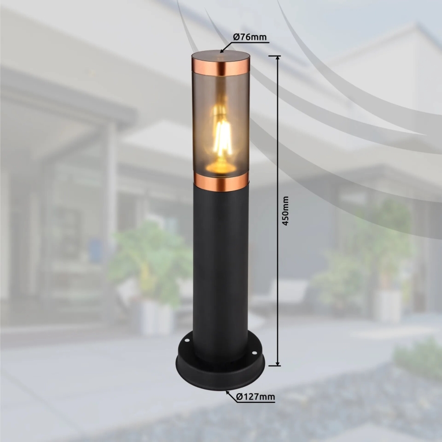 Globo - Vonkajšia lampa 1xE27/23W/230V IP44 45 cm čierna/meď