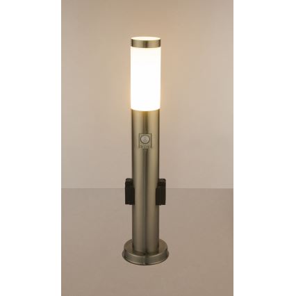 Globo - LED Vonkajšia lampa so senzorom a 2 zásuvkami LED/9W/230V 60 cm SCHUKO IP44