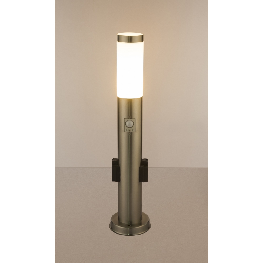 Globo - LED Vonkajšia lampa so senzorom a 2 zásuvkami LED/9W/230V 60 cm SCHUKO IP44