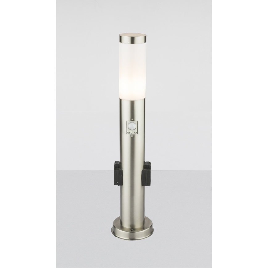 Globo - LED Vonkajšia lampa so senzorom a 2 zásuvkami LED/9W/230V 60 cm SCHUKO IP44