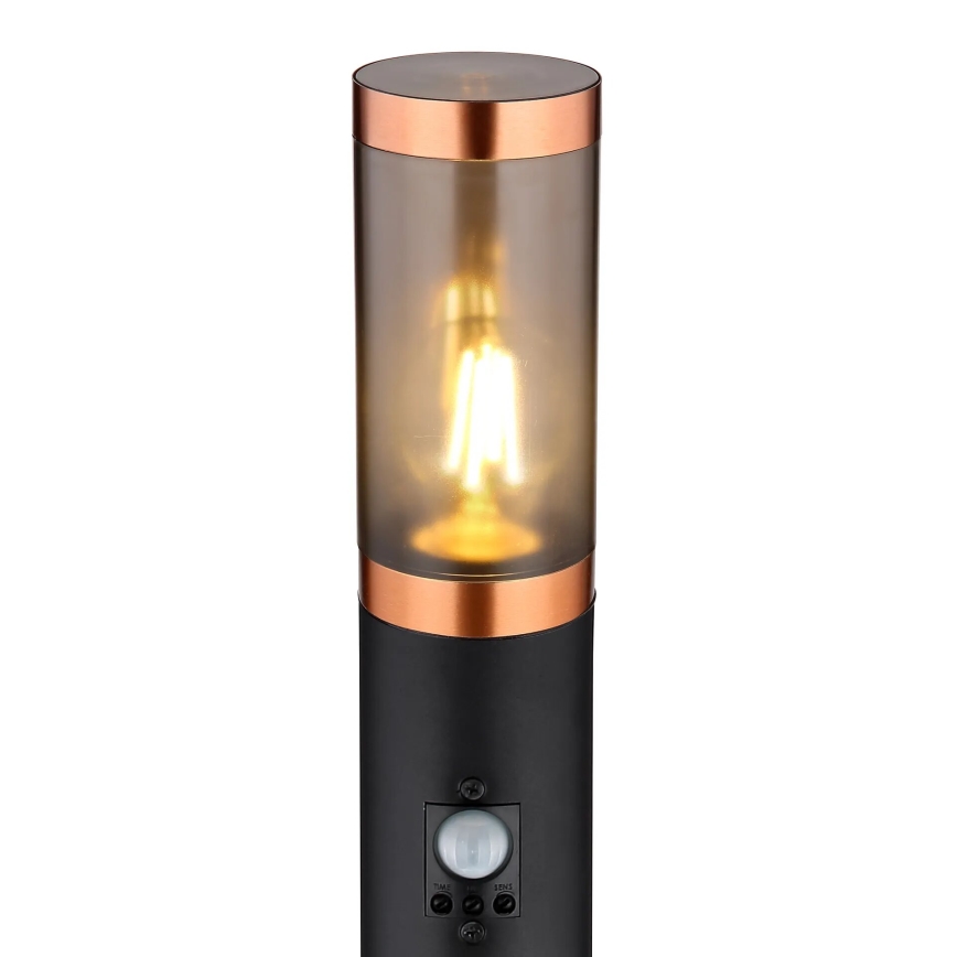 Globo - Vonkajšia lampa so senzorom 1xE27/15W/230V IP44 110 cm čierna/meď