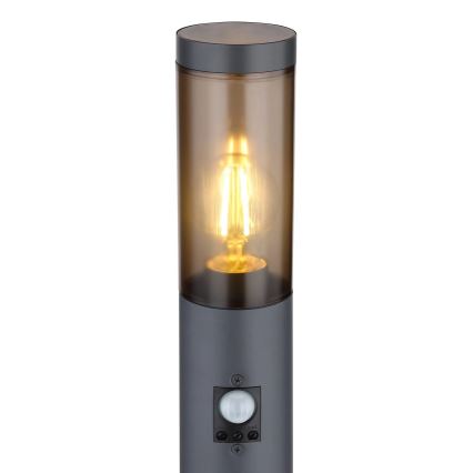 Globo - Vonkajšia lampa so senzorom 1xE27/15W/230V IP44 110 cm čierna
