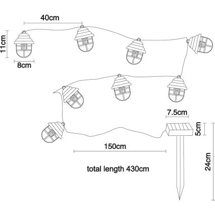 Globo - LED Solárne dekoratívne svietidlo 8xLED/3,2V IP44
