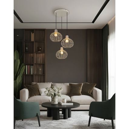 Globo - závesný luster na lanku 3xE27/40W/230V béžový