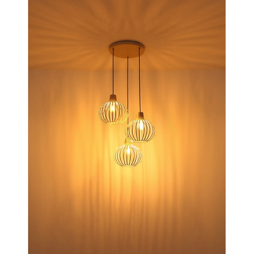 Globo - závesný luster na lanku 3xE27/40W/230V béžový
