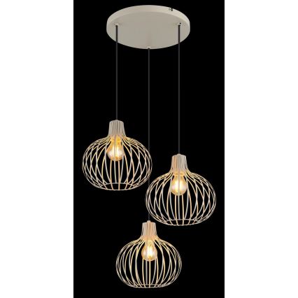 Globo - závesný luster na lanku 3xE27/40W/230V béžový