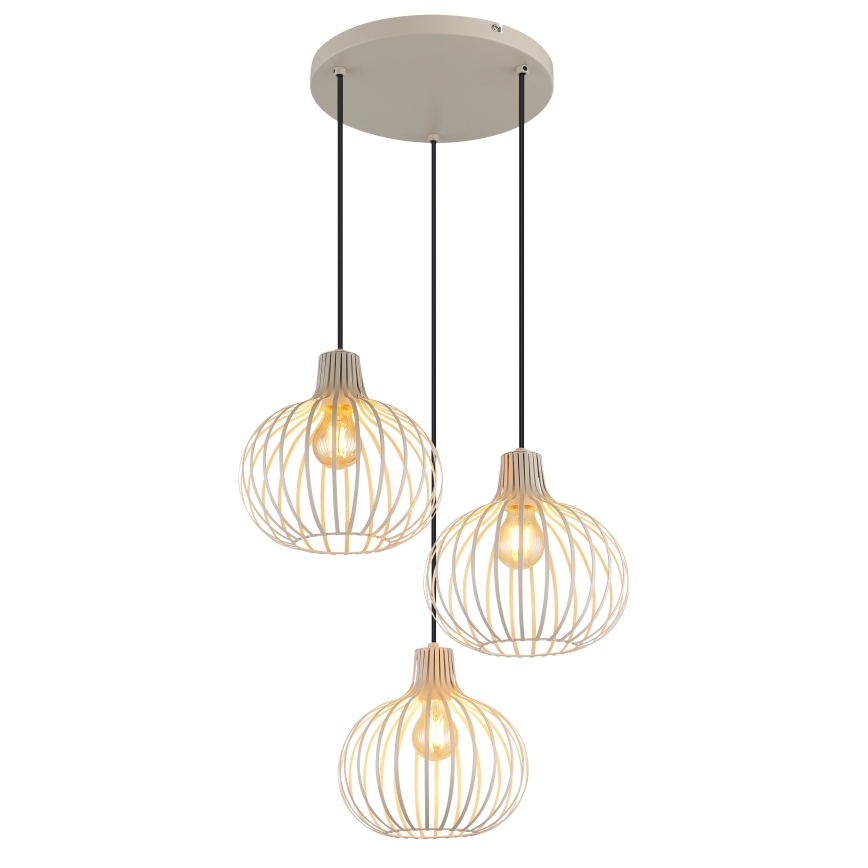 Globo - závesný luster na lanku 3xE27/40W/230V béžový