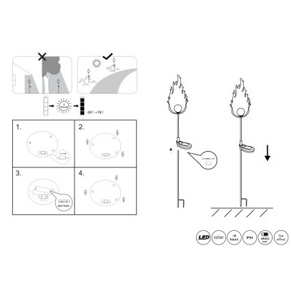 Globo - LED Solárne svietidlo LED/0,04W/3V IP44