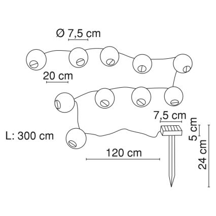 Globo - LED Solárna reťaz 10xLED/0,06W/1,2V IP44