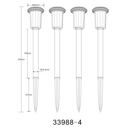 Globo - SADA 4x LED Solárne svietidlo LED/0,06W/1,2V IP44 100 mAh