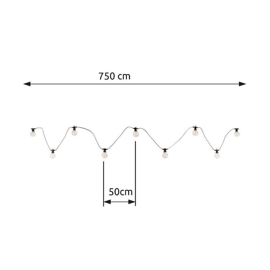 Globo - LED vonkajší dekoračný reťazec 10xLED/0,27W/230V 7,5 m IP44 čierna