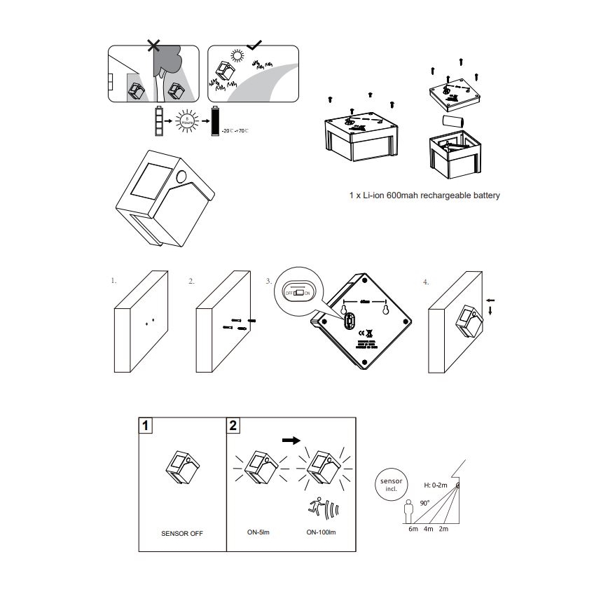 Globo - LED Solárne svietidlo so senzorom LED/0,48W/3V IP44 600 mAh
