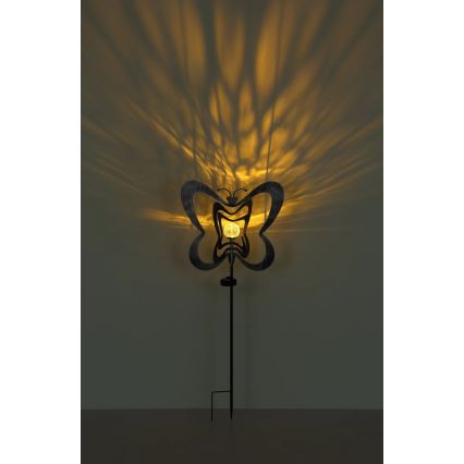 Globo - LED Solárne svietidlo LED/3V IP44 300 mAh strieborný motýľ