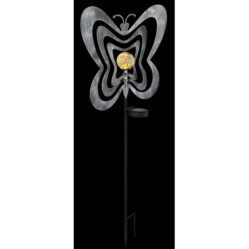 Globo - LED Solárne svietidlo LED/3V IP44 300 mAh strieborný motýľ