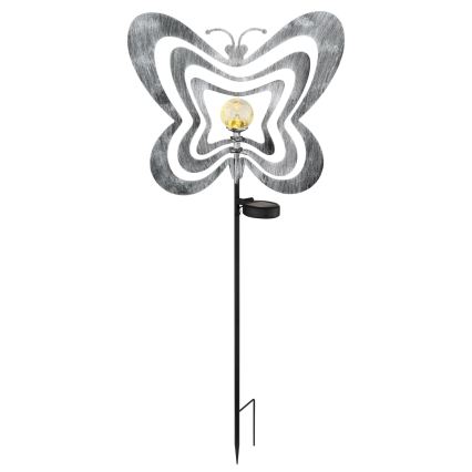 Globo - LED Solárne svietidlo LED/3V IP44 300 mAh strieborný motýľ