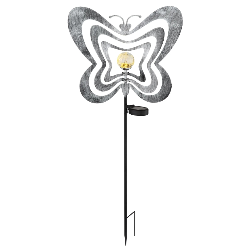 Globo - LED Solárne svietidlo LED/3V IP44 300 mAh strieborný motýľ