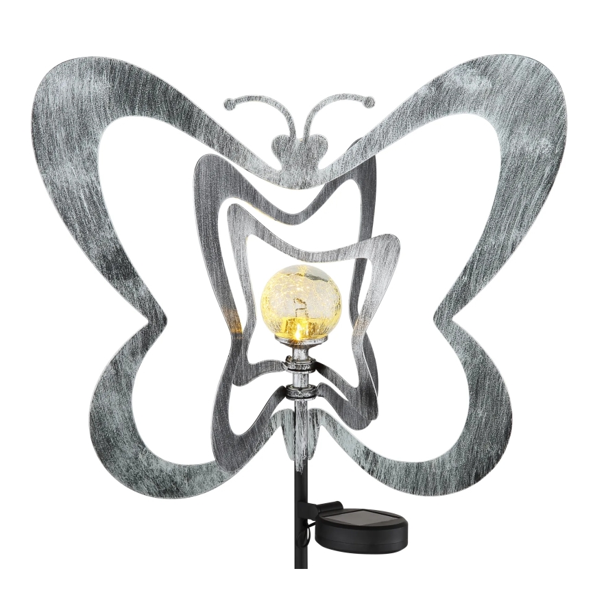 Globo - LED Solárne svietidlo LED/3V IP44 300 mAh strieborný motýľ