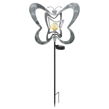 Globo - LED Solárne svietidlo LED/3V IP44 300 mAh strieborný motýľ