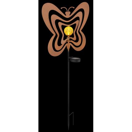 Globo - LED solárne svietidlo LED/3V IP44 300 mAh hrdzavý motýľ