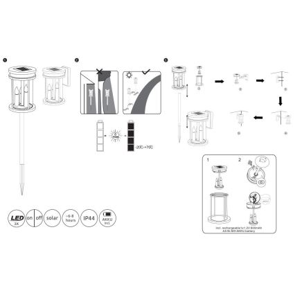Globo - LED Solárne svietidlo 3v1 3xLED/0,06W/3V IP44