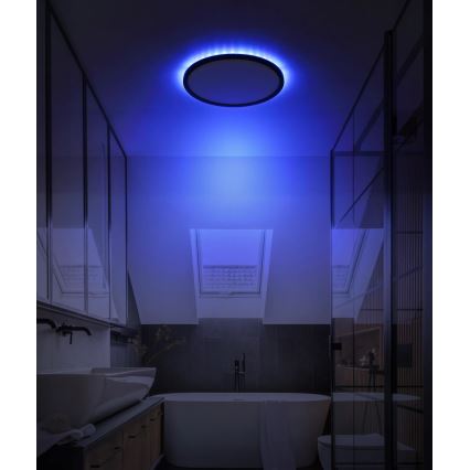 Globo - LED RGB Stmievateľné kúpeľňové stropné svietidlo LED/18W/230V 3000-6000K + diaľkové ovládanie IP44 čierna