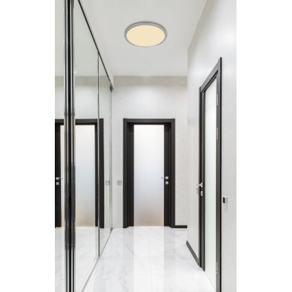 Globo - LED Stmievateľné kúpeľňové stropné svietidlo LED/18W/230V pr. 29,4 cm IP44 matný chróm