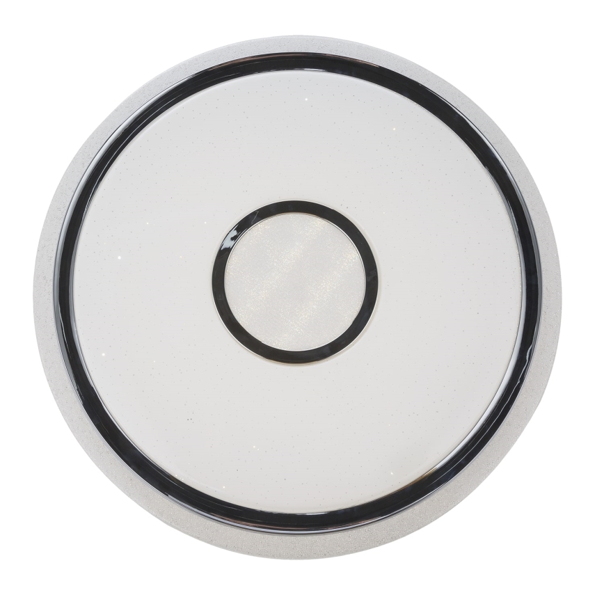 Svetlo svieti. Je okrúhle, biele, s dvojitým chrómovým lemom. Vnútri má menší kruhový svetelný zdroj.