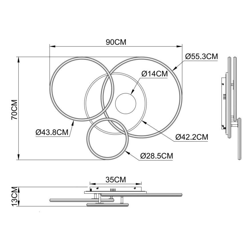 Globo - LED stmievateľné stropné svietidlo LED/54W/230V 2700-6500K 90x70 cm strieborné + diaľkové ovládanie