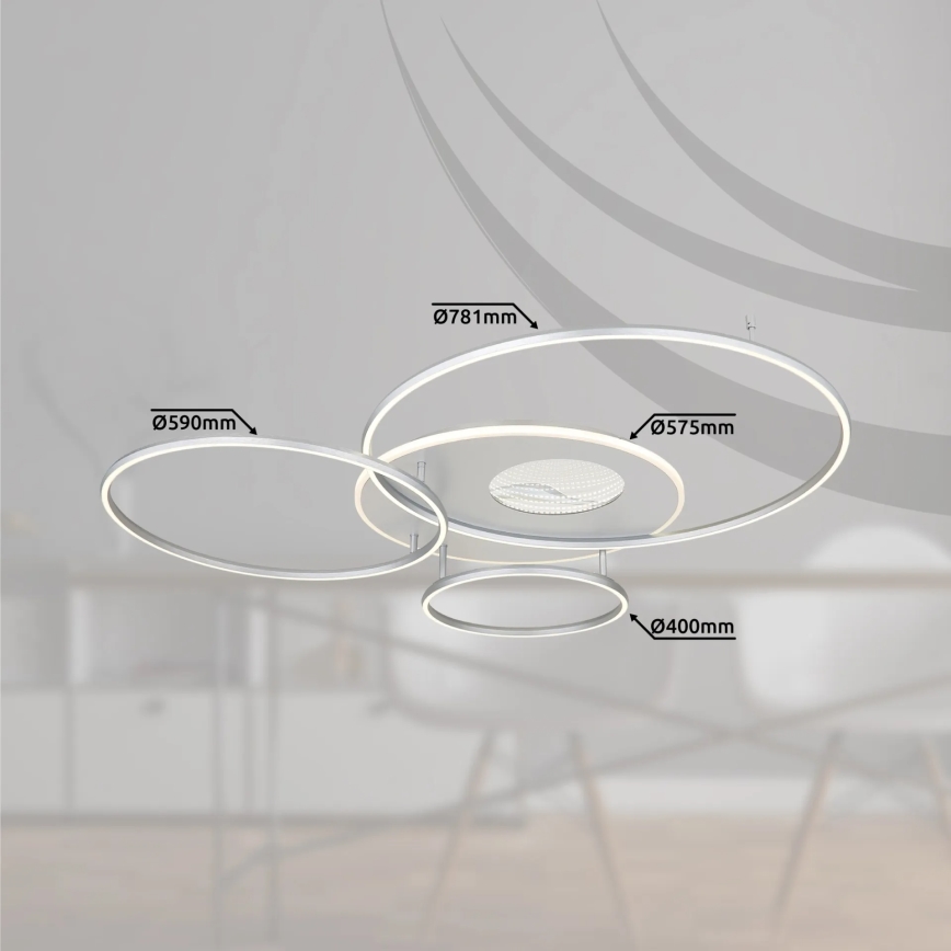 Globo - Stlmiteľné LED stropné svietidlo 70W/230V 2700-6500K Wi-Fi Tuya matný chróm + diaľkové ovládanie