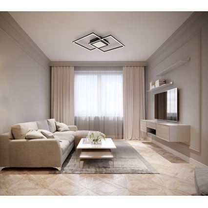 Globo - LED stmievateľné stropné svietidlo LED/32W/230V 2700-6500K 42,6x42,6 cm čierna + diaľkové ovládanie