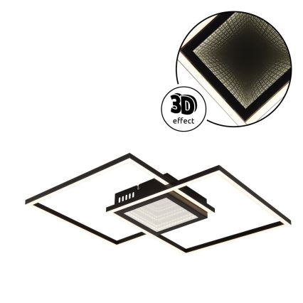 Globo - LED stmievateľné stropné svietidlo LED/32W/230V 2700-6500K 42,6x42,6 cm čierna + diaľkové ovládanie