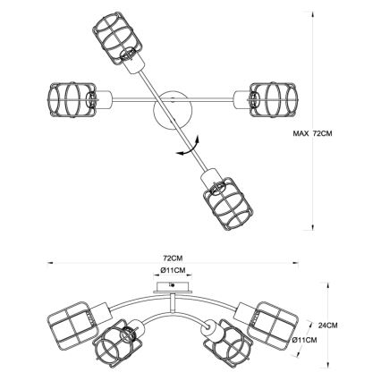 Globo - Prisadený luster 4xE27/40W/230V