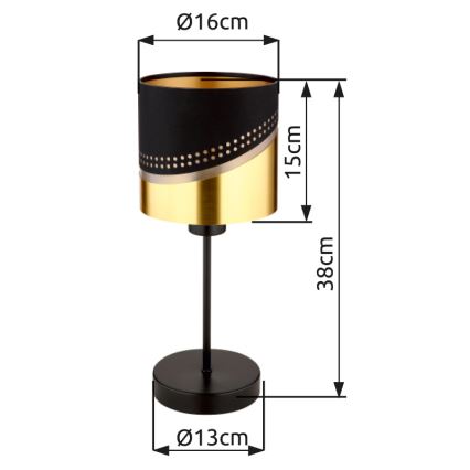 Globo - Stolná lampa 1xE27/40W/230V pr. 16 cm čierna/zlatá