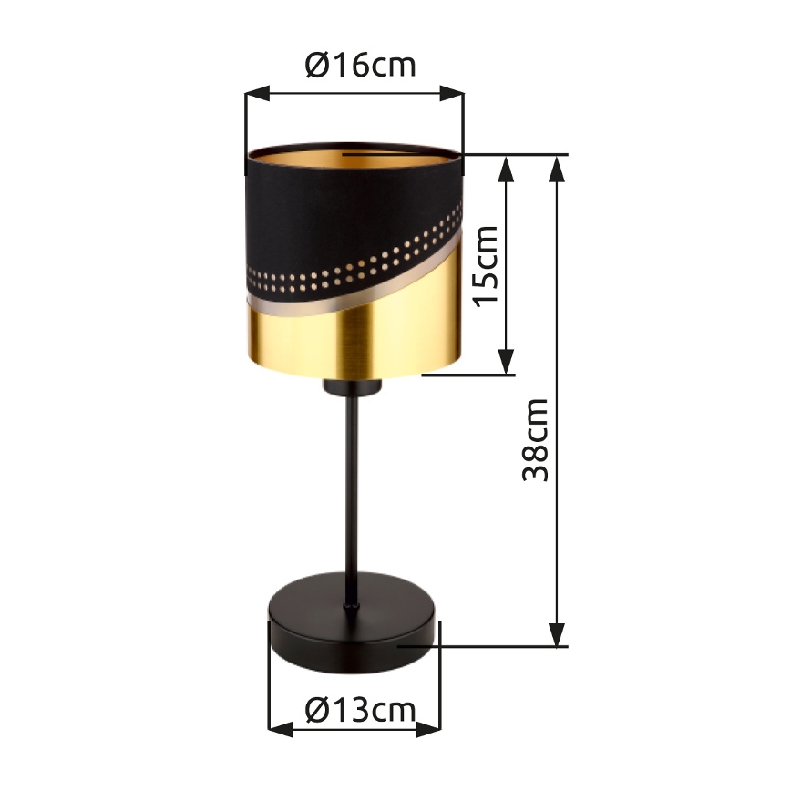 Globo - Stolná lampa 1xE27/40W/230V pr. 16 cm čierna/zlatá