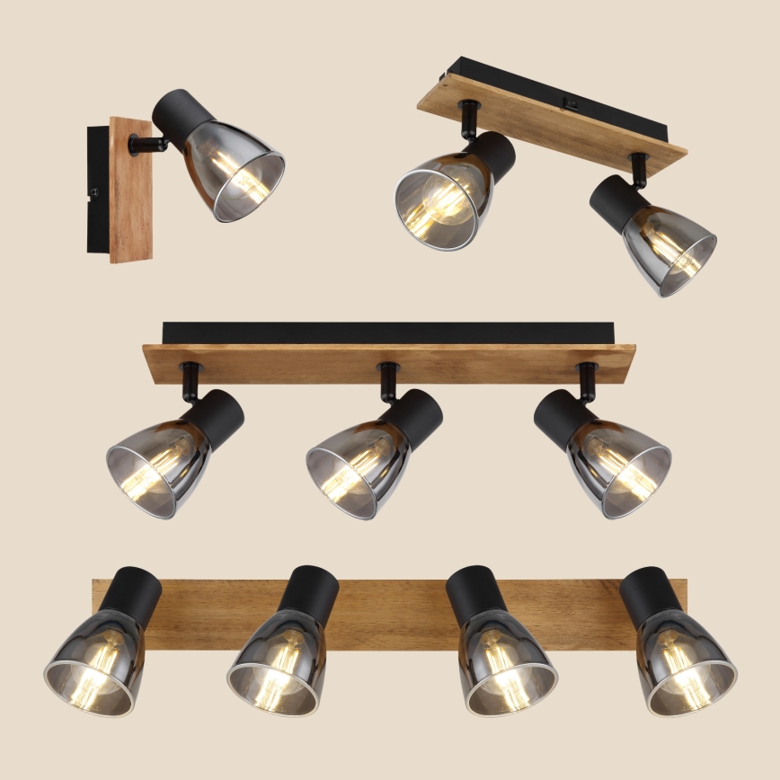 Globo - Nástenné bodové svietidlo 2xE14/40W/230V čierna/drevo