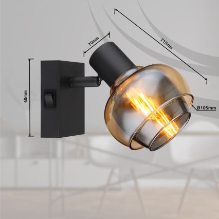 Globo - Nástenné bodové svietidlo 1xE14/40W/230V čierne