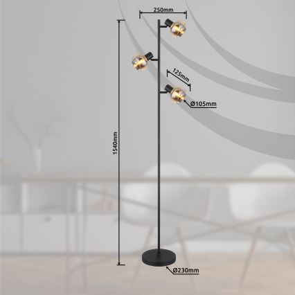 Globo - Stojacia lampa 3xE14/40W/230V čierna