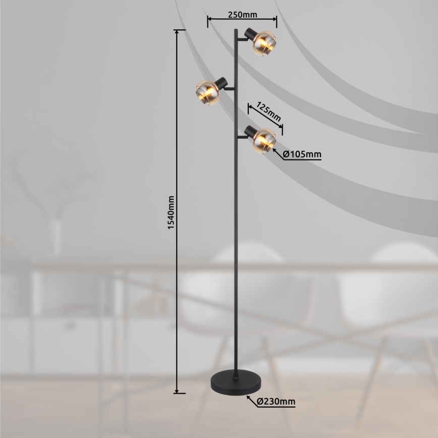 Globo - Stojacia lampa 3xE14/40W/230V čierna