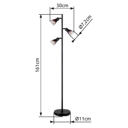 Globo - Stojacia lampa 3xE14/25W/230V čierna