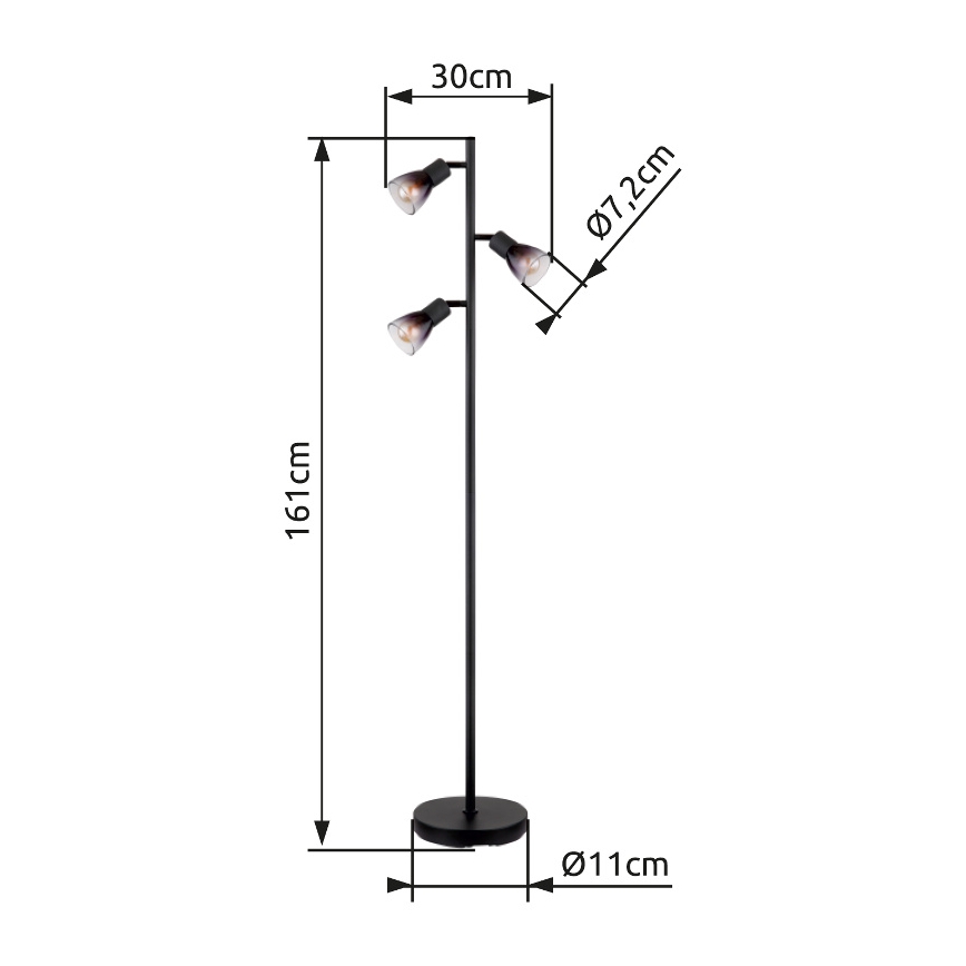 Globo - Stojacia lampa 3xE14/25W/230V čierna