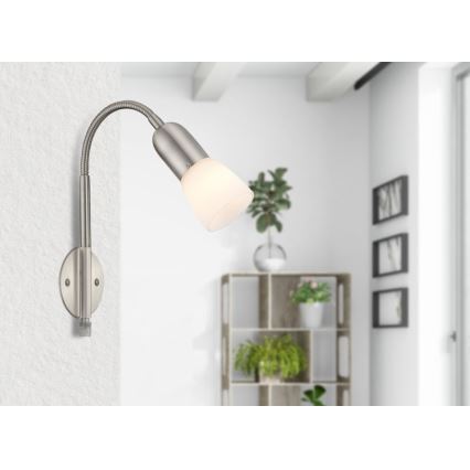 Globo - Flexibilná lampička 1xE14/40W/230V matný chróm