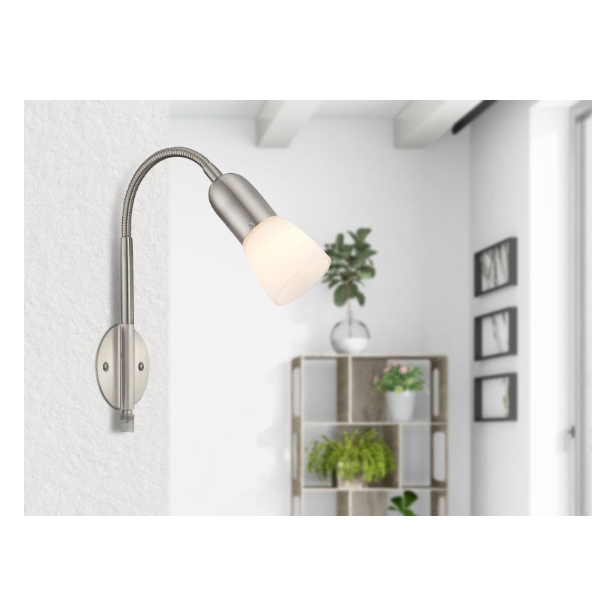 Globo - Flexibilná lampička 1xE14/40W/230V matný chróm