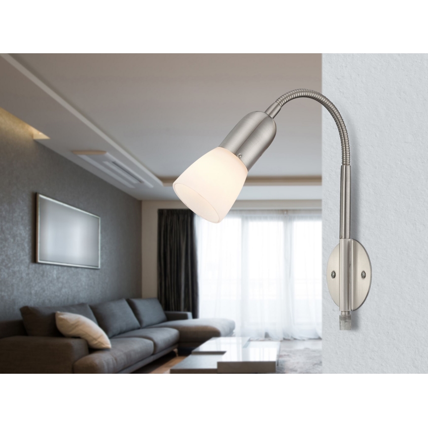 Globo - Flexibilná lampička 1xE14/40W/230V matný chróm