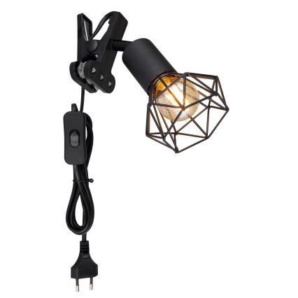 Globo - Nástenná lampa s klipom 1xE14/40W/230V čierna