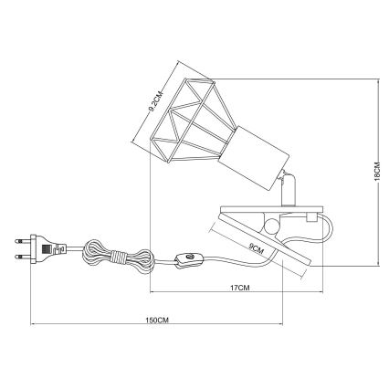 Globo - Nástenná lampa s klipom 1xE14/40W/230V čierna