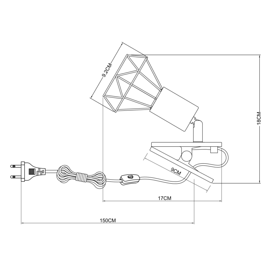 Globo - Nástenná lampa s klipom 1xE14/40W/230V čierna