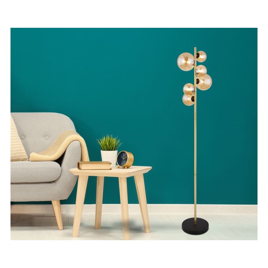 Globo - LED Stojacia lampa 6xG9/3W/230V mosadz