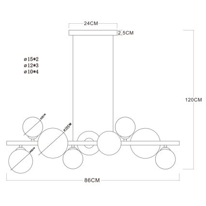 Globo - LED Luster na lanku 9xG9/3W/230V mosadz