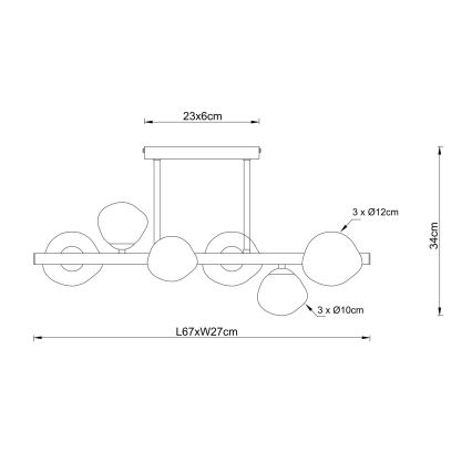 Globo - Stropné svietidlo 6xG9/5W/230V 27x67 cm